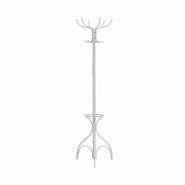 Homeroots 70 in. White Metal with An Umbrella Holder Coat Rack 332683